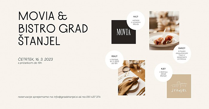 MOVIA & BISTRO GRAD ŠTANJEL - večerja z vinarjem