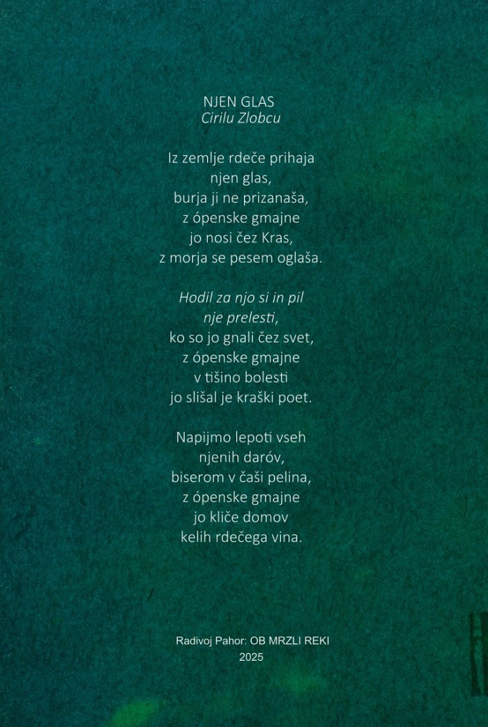 Predstavitev pesniške zbirke Radivoja Pahorja: Ob mrzli reki