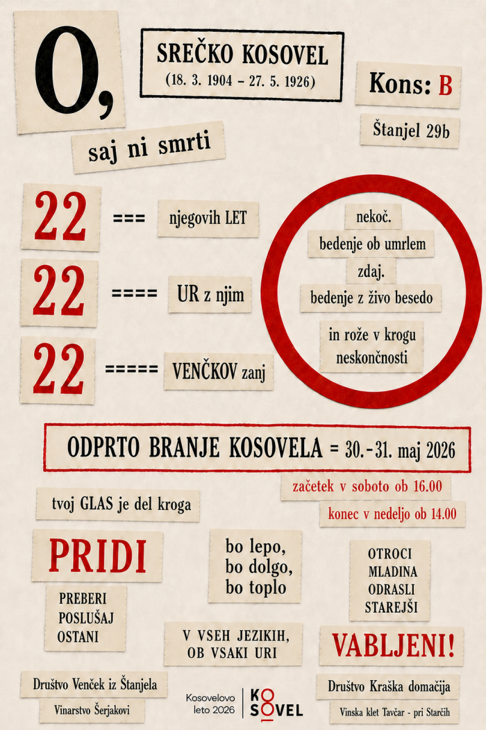 22 - urno branje Kosovela v Štanjelu